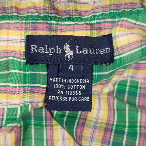153. Ralph Lauren Button Down Short Sleeve Shirts Sz Kids 4 - Picture 4 of 6